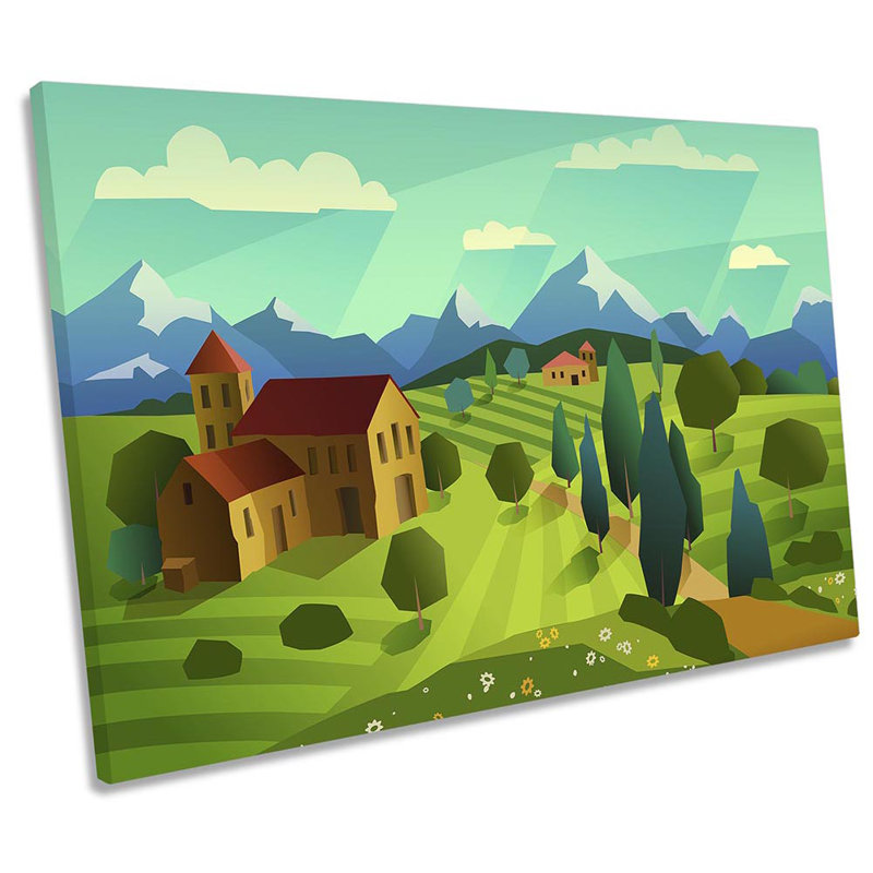 Z2403 Summer Landscape Modern - Wrapped Canvas Print, 50.8cm H x 76.2cm W x 2cm D