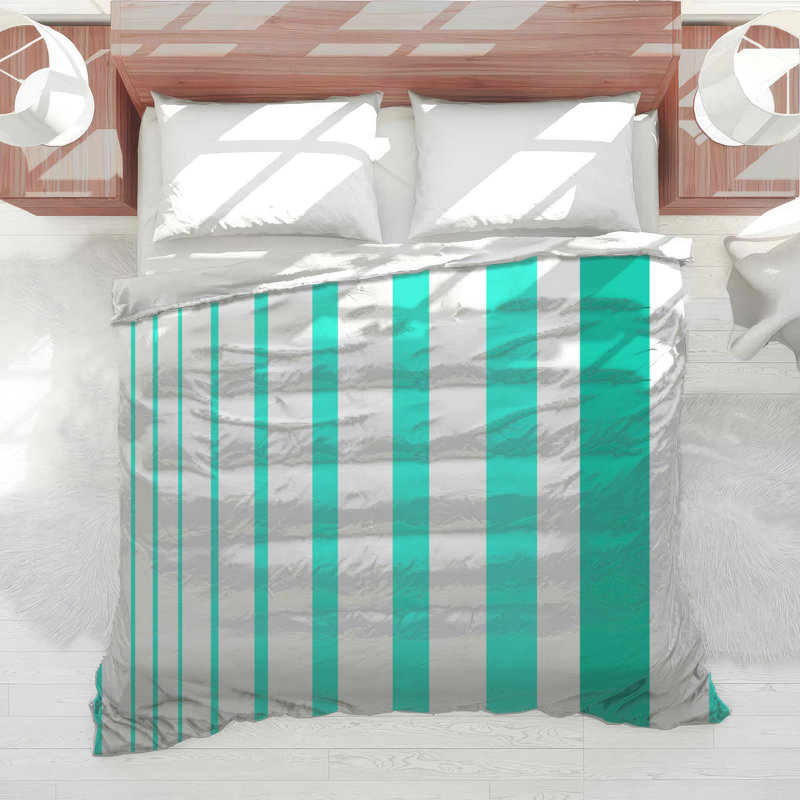 Turquoise Vertical Stripes Comforter, King