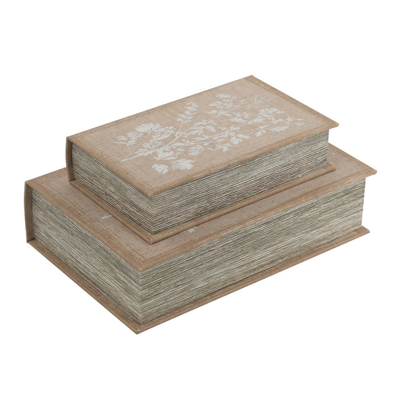 Boîtes à livres décoratives avec multi-floral doux - ensemble de 2 - multicolore