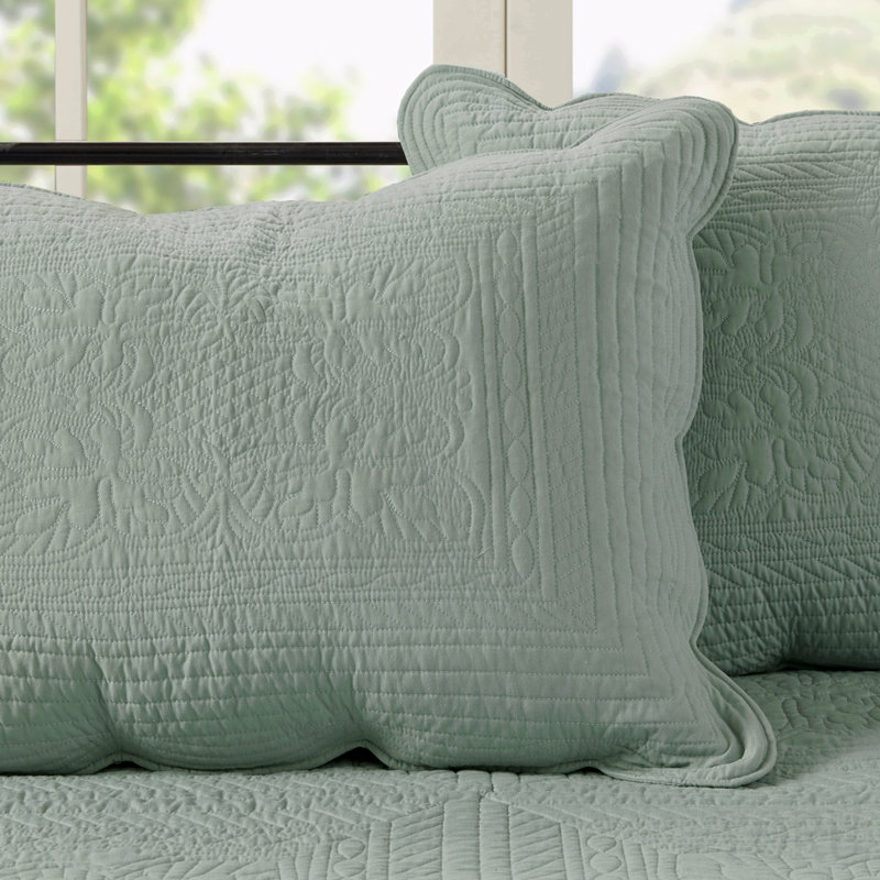 6 Piece Reversible Scalloped Edge Daybed Cover Set Seafoam Daybed