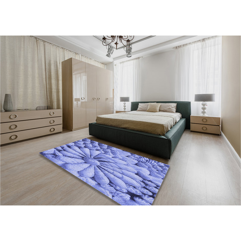Tapis bleu tissé à la machine Nissman, Rectangle 6 pi x 9 pi