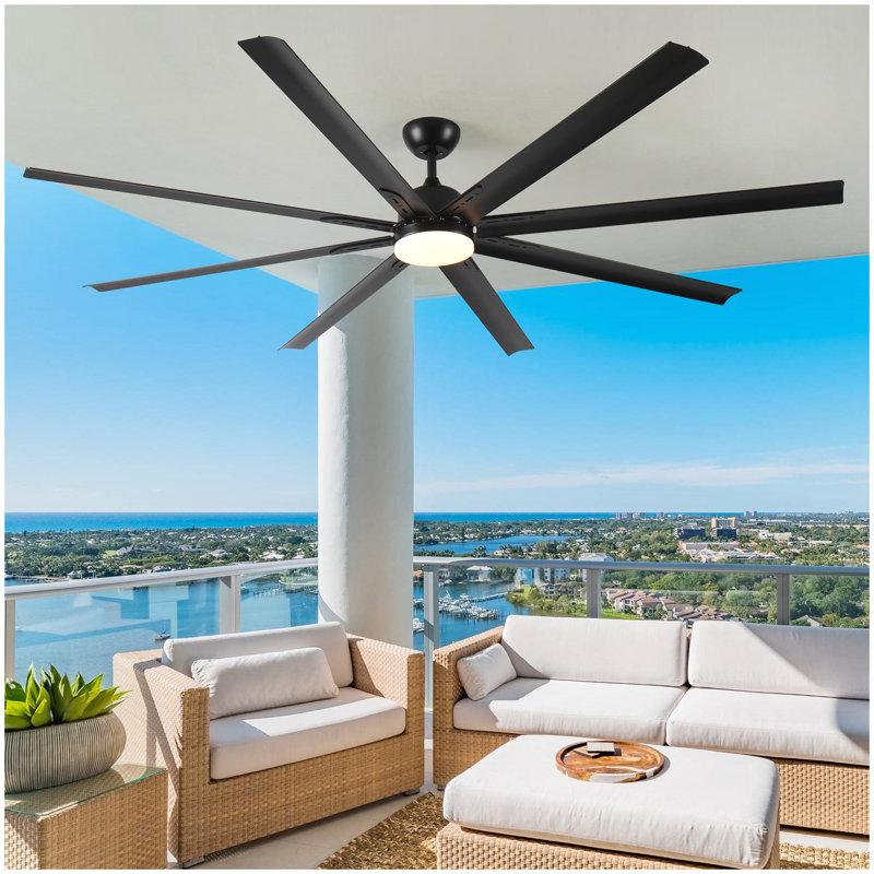 Très grand ventilateur de plafond noir 84 po avec télécommande