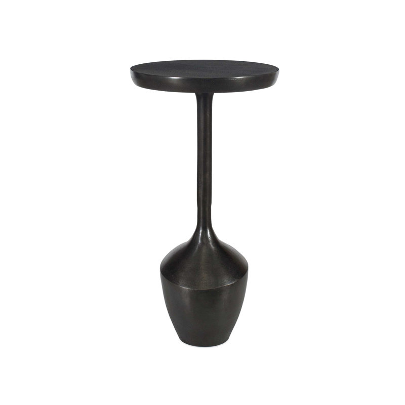Table d'appoint Mey, plateau rond rond de 12 po, base en aluminium brun foncé