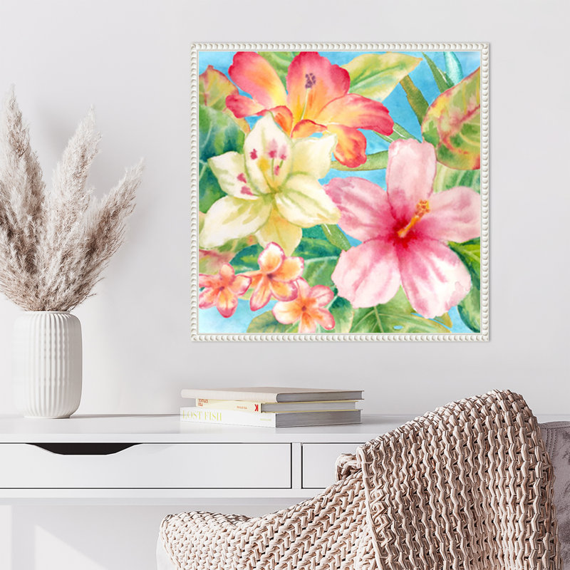 «Tropical Island Florals» par Cynthia Coulter, reproduction d'art sur toile encadrée, 22" H x 22" W