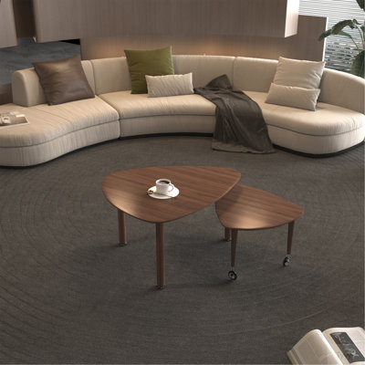 Table basse rotative moderne à 360 degrés pour le salon, pieds en bois massif avec table simple à assembler, mobilier d'appoint en bois rotatif moderne noyer / noir / gris brun / blanc