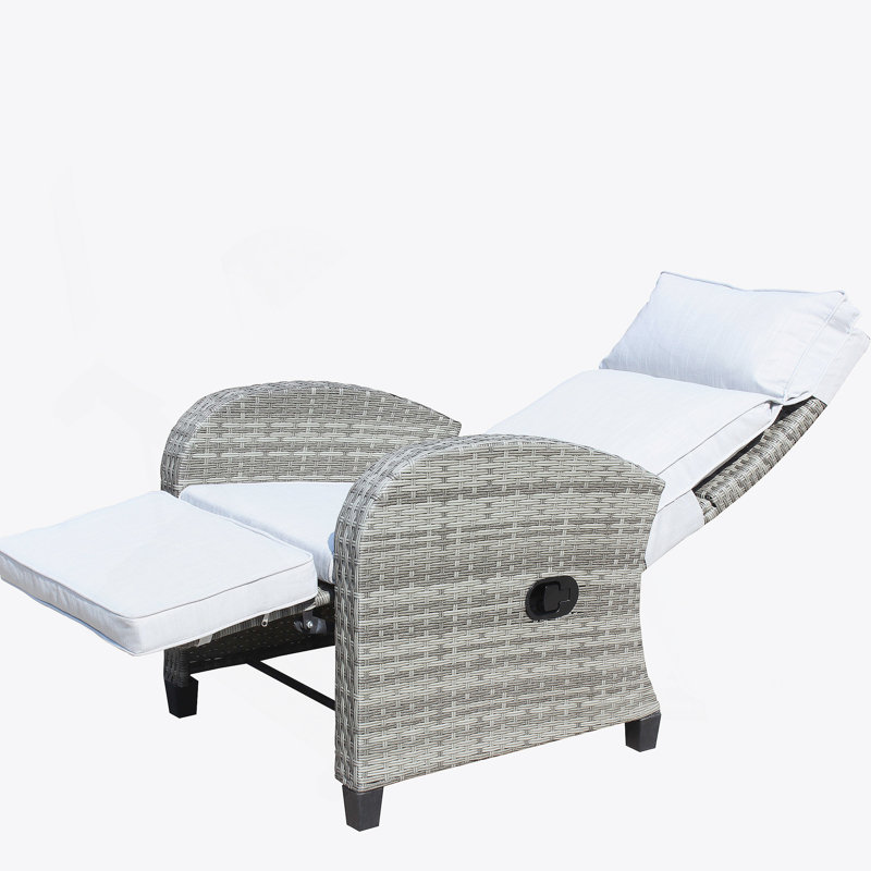 Fauteuil inclinable d'extérieur en osier avec dossier réglable et accoudoirs, chaises de conversation toutes saisons, pour balcon de cour pour piscine