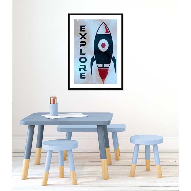 Explorer l’espace, H 36,5 po x l 26,5 po x P 0,63 po, Encadré de boîte noir