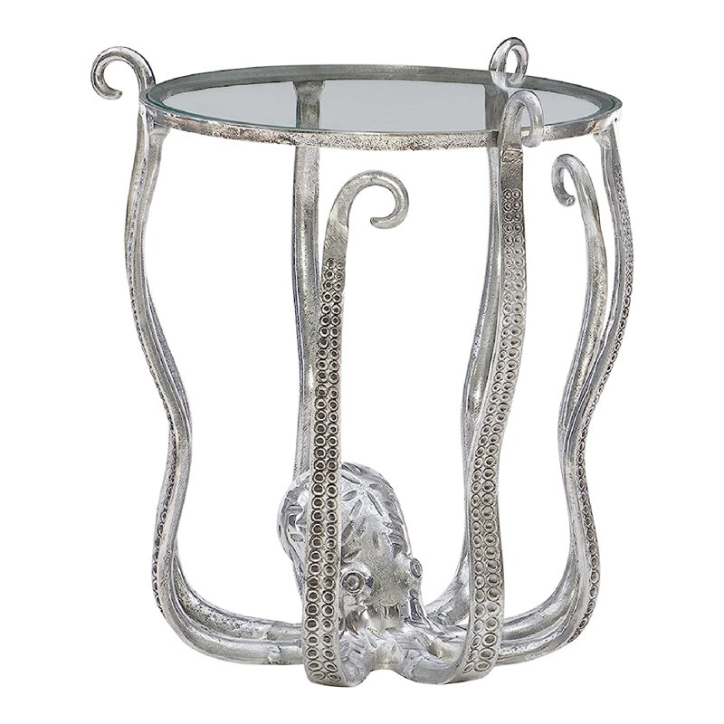 Table de bout en verre Halma, Argent / transparent, H 22 po x l 20 po x P 20 po