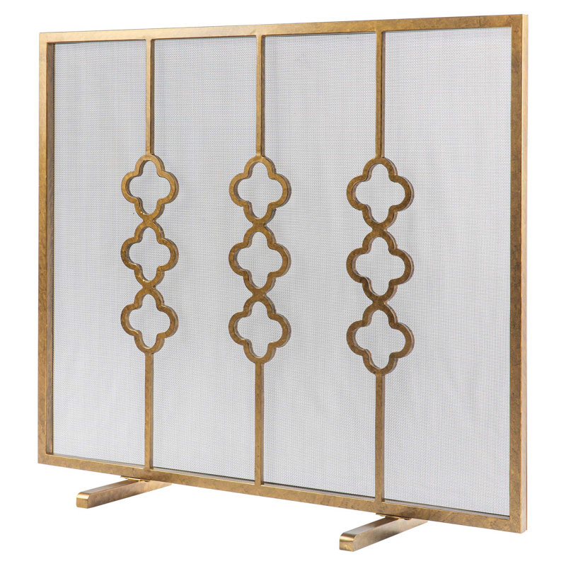 Pare-étincelles en fer Quatrefoil, Or royal