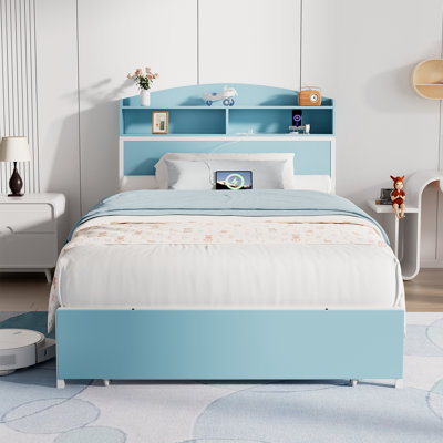 Cadre de lit simple avec tiroir de tête de lit avec rangement, cadre de lit en métal antidérapant, assemblage facile, aucun sommier tapissier requis