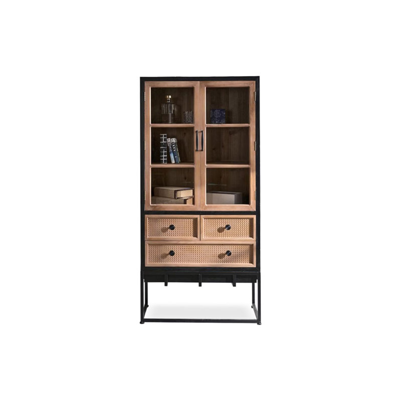 Vitrines en bois manufacturé noir et noyer