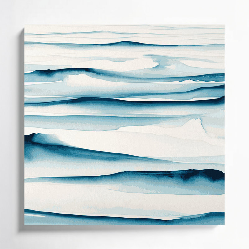 Art mural horizontal horizontal rayé bleu pâle, blanc et vert, H 8 po x l 8 po