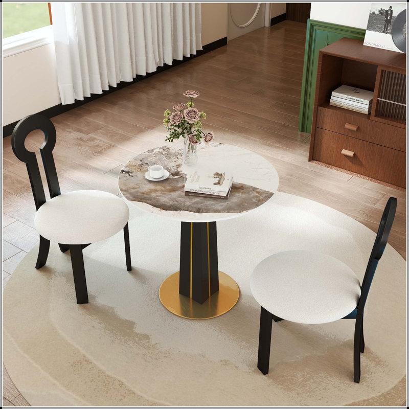 Table de ronde 85 cm Modern Modern, White/Grey, Stone