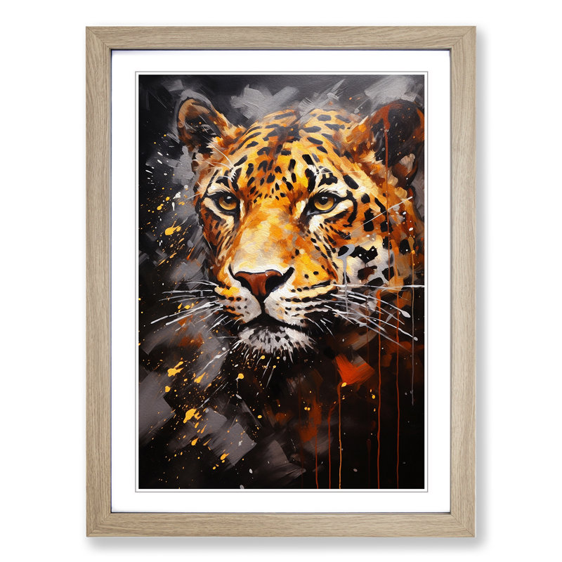 Leopard Abstract 1 Piece Single Picture Frame Wall Art, 46cm H x 34cm W x 2cm D, Oak Framed