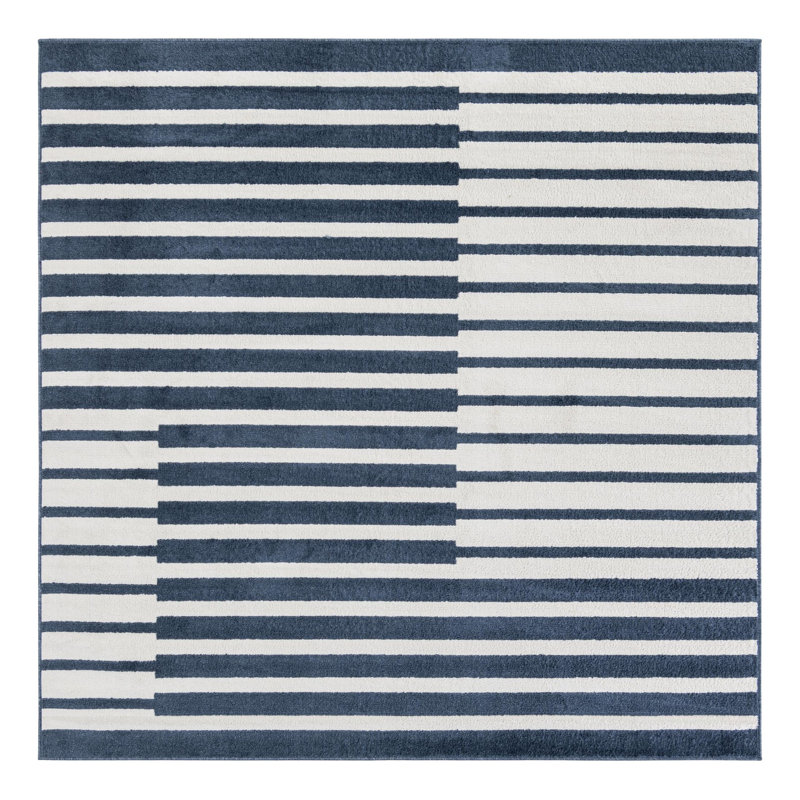 Tapis Ivy Bronx Namsen Nathanyl bleu, Carré 7 pi 10 po