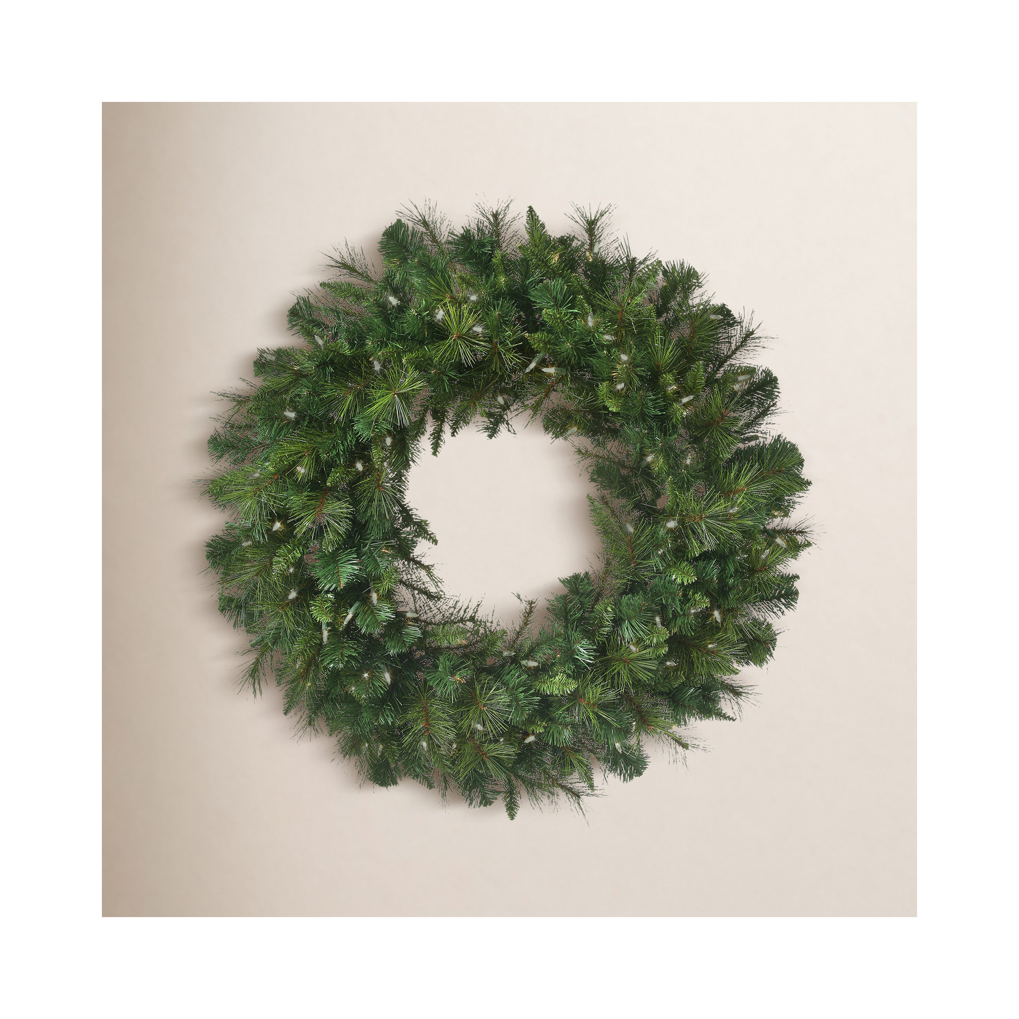 Surrey Faux Lighted Pine Wreath, 48" H x 48" W x 4" D