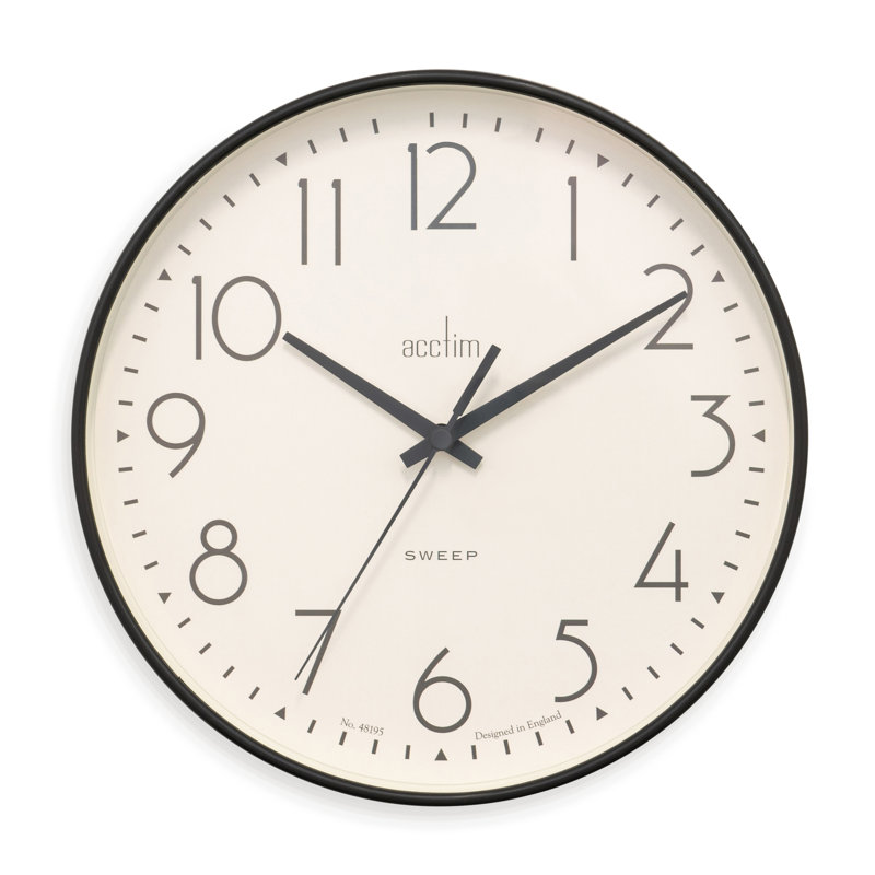 Acctim Earl Wall Clock Non-Ticking Sweep Retro Design Quartz 25cm, Black