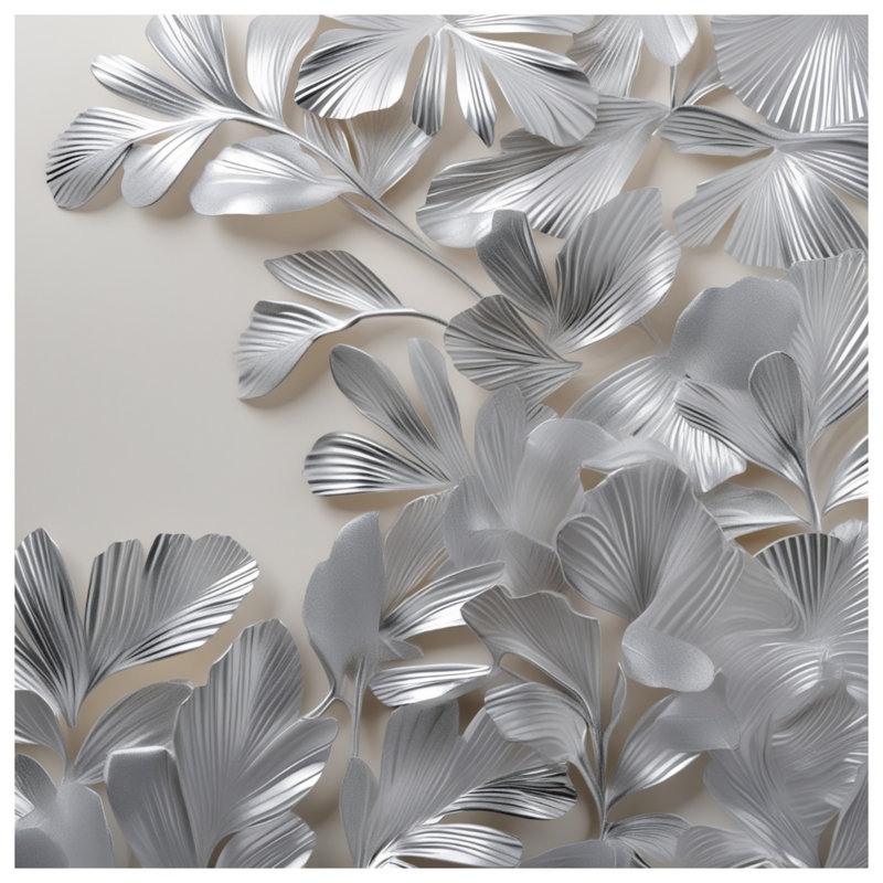 Silver Metal Leaves Comforter, King