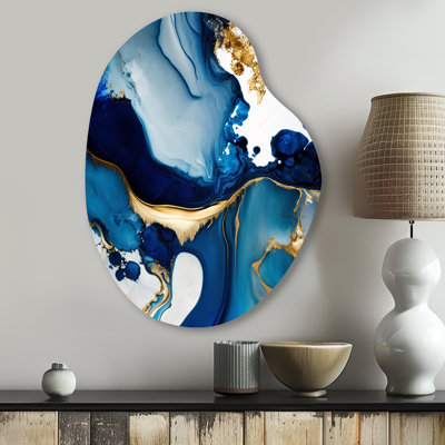 Gedan - Asymmetrical Abstract Marble Metal Art, Irregular Shape Metal Wall Sculpture Print