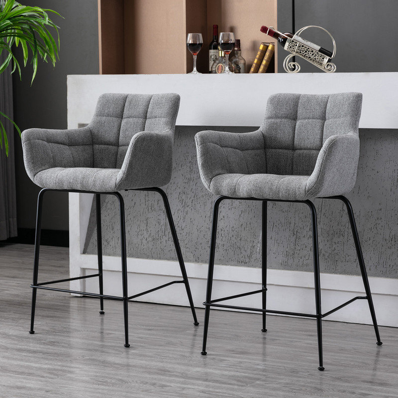 Joutel Upholstered Bar Stool, Grey / Grey