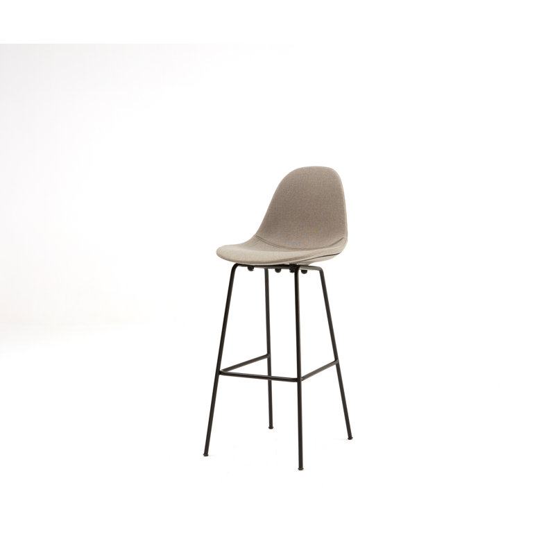 TA Upholstered Bar & Counter Stool, Counter Height (25.5" Seat Height), Gray, Black