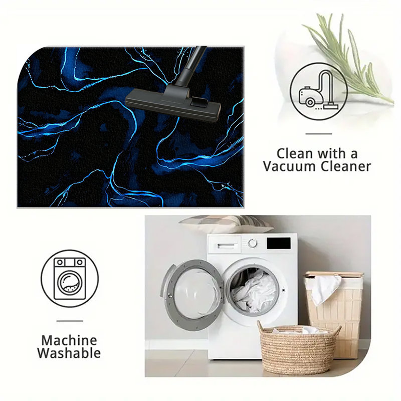 1PC Neon Blue Swirl Abstract area rugs for Living Room, Soft and Comfortable, Suitable for all seasons, easy-to-maintain, machine washable Indoor floor mat, Under Table Farmhouse suitable for dining table, bedroom, entryway, home office, patio,