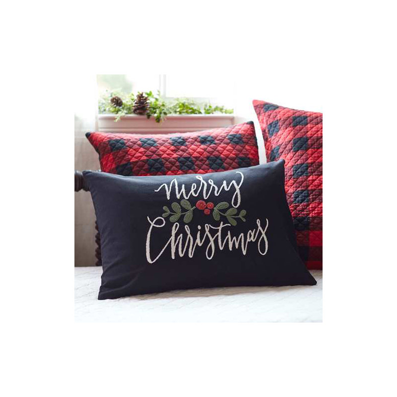 Merry Christmas Linen Lumbar Pillow