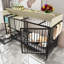 Cage pour animaux avec fonction d'alimentation - fer et, compartiment noir beige et cadre de main courante, +