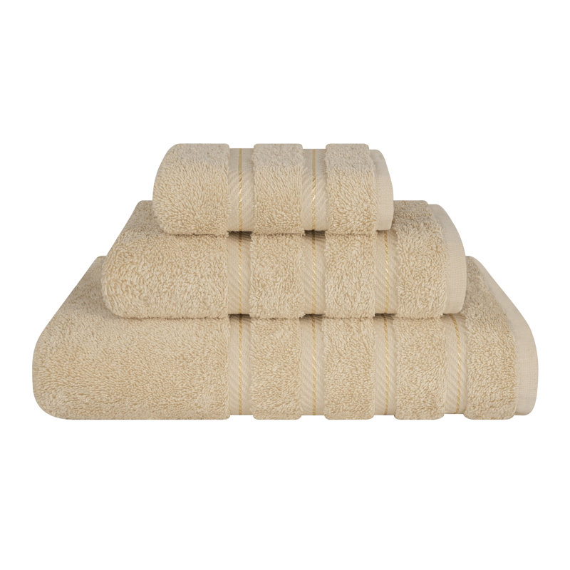 Ensemble de serviettes de bain 100% coton 3 pièces Darcelle, Taupe sable