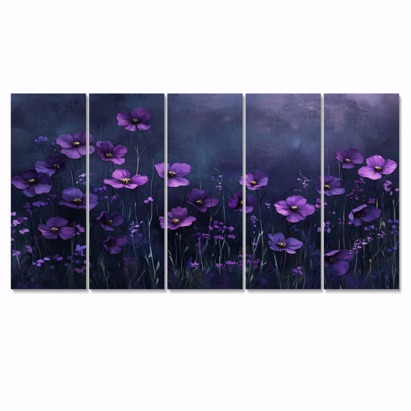 Castlebourne - Wildflowers Wall Art - ensemble de 5 décorations murales traditionnelles, H 28 po x l 60 po
