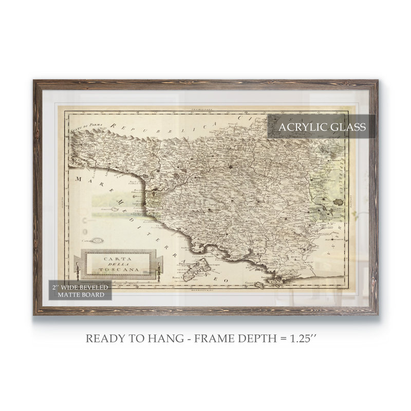 « antique map of tuscany » par paul cezanne-reproduction d’art sur image, H 38 po x l 28 po x P 1,25 po