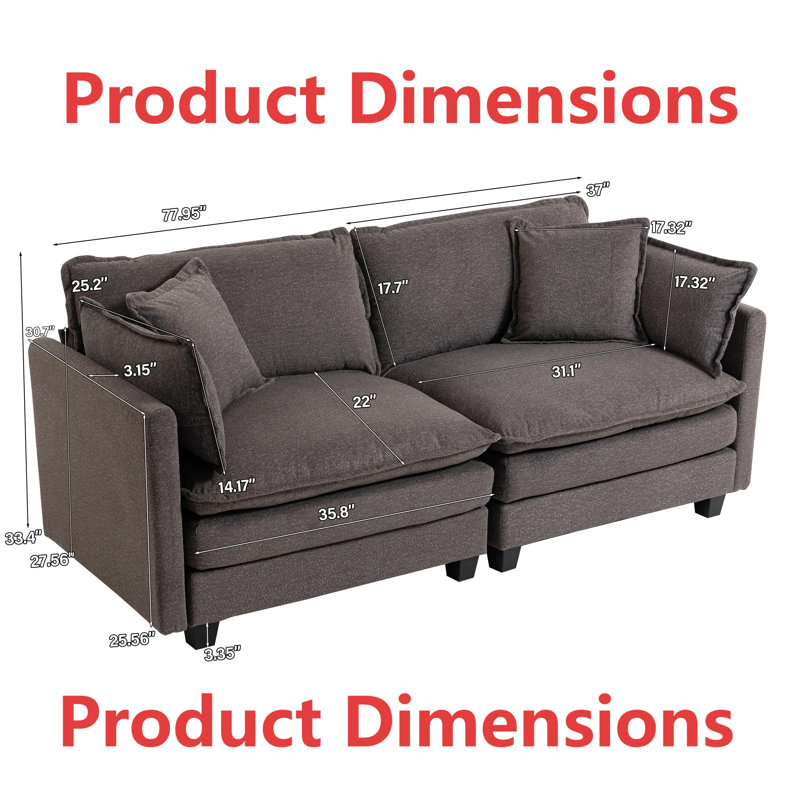 Canapé modulaire 2 places 77,95 po Modern, Gris ancien