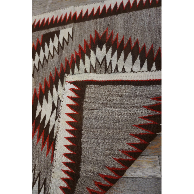Gray Antique Tribal Geometric Design Navajo Flat Woven Native American Rug