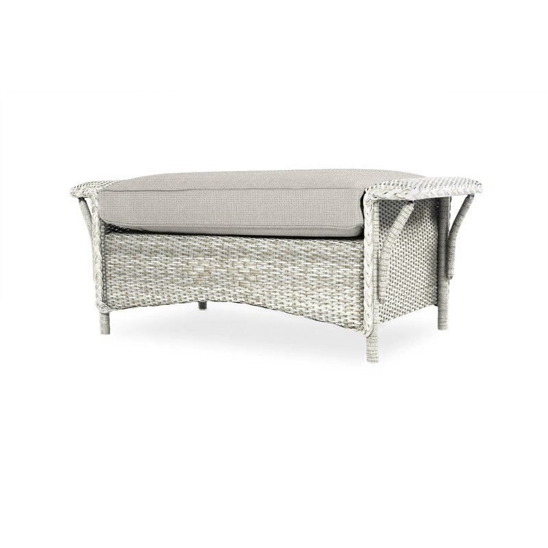 Nantucket Outdoor Ottoman, Canvas Black Sunbrella® Canvas, Antique White