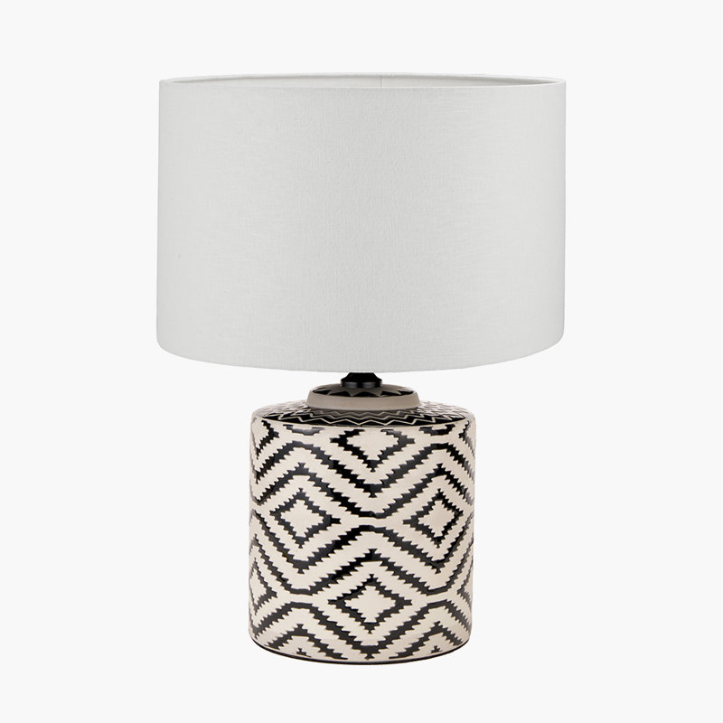 Batruk Ceramic Table Lamp, Linen, White
