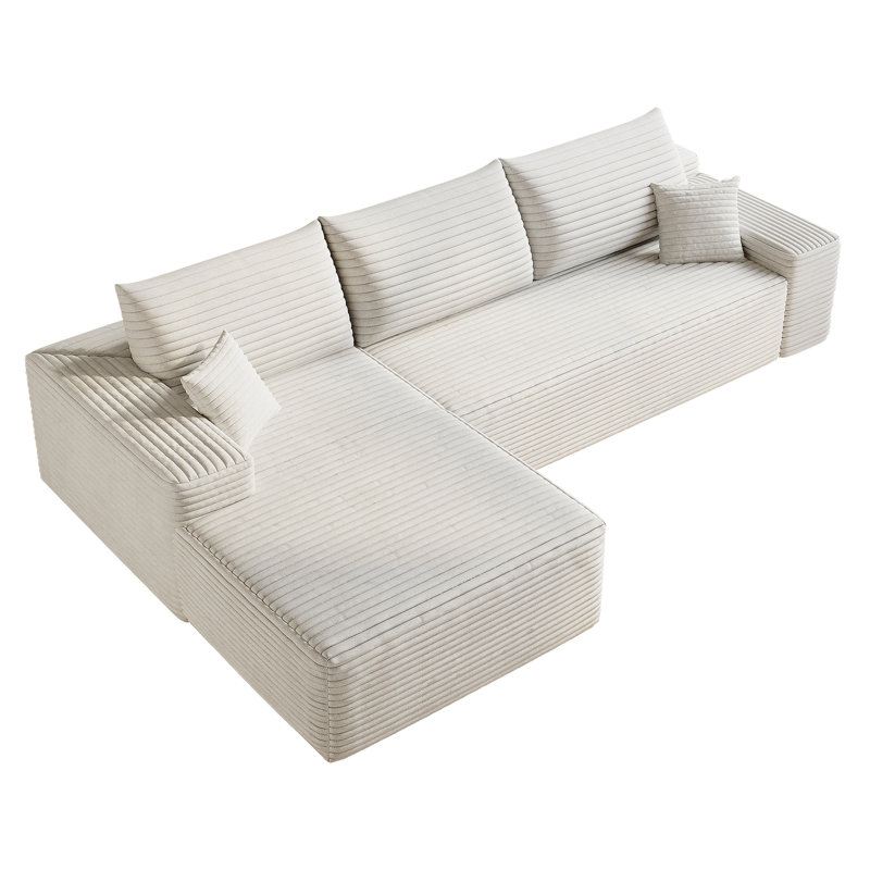 Canapé moderne avec tissu velours côtelé, Orienté à gauche (vu de face)