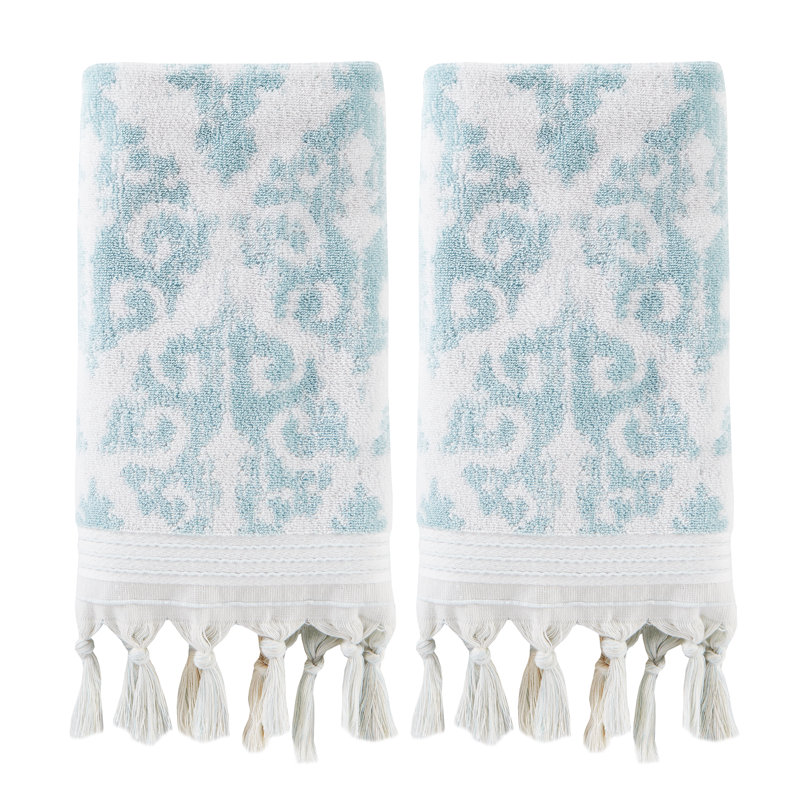 Matchett Cotton Plush Jacquard Hand Towel, Aqua
