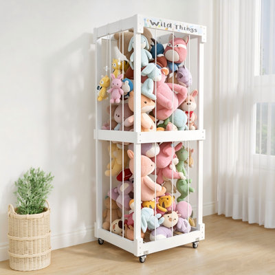 Stuffed Animal Storage, Toy Organizer With Wheels And Toy Chains