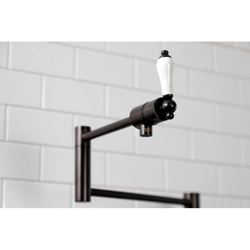Kingston Brass Metropolitan Two-Handle 1-Hole Deck Mount Pot Filler Faucet, Oil Rubbed Bronze/White