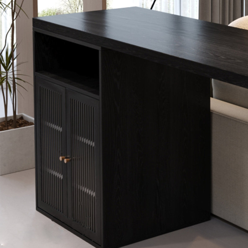 Table de bar haut de gamme en bois massif noir, H 41,3 po x l 70,8 po x P 15,7 po