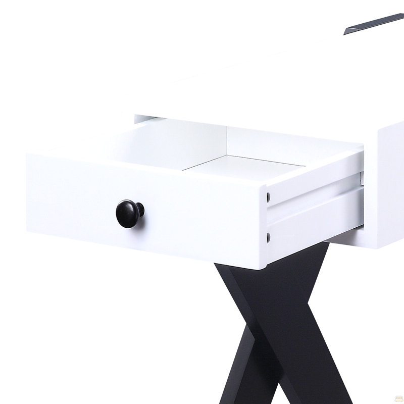 Table d'appoint blanche et noire avec ports USB, White