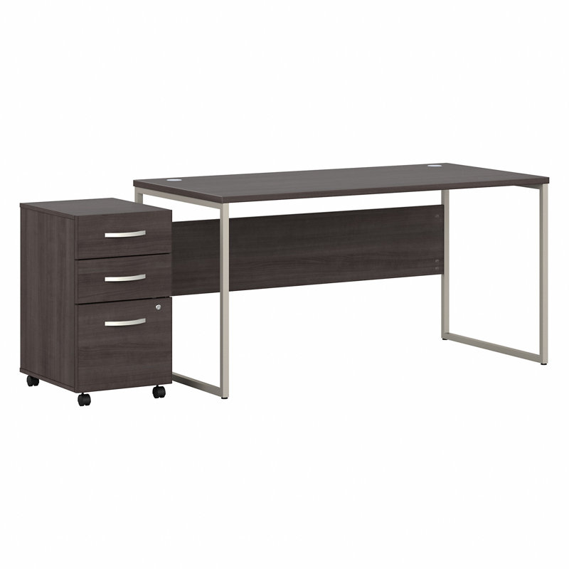 Bureau hybride, H 29,91 po x l 59,45 po x P 29,37 po, Marron clair