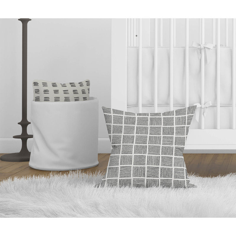 Coussin Tally Blocks, Ivoire/gris anthracite, H 20 po x l 20 po