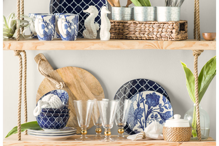coastal glasses, plates and serveware