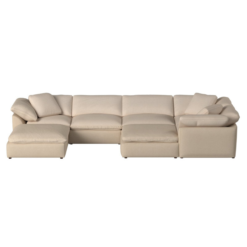 Canapé modulaire surdimensionné de 7 po avec une chaise longue et 1 repose-pieds Caitlynne inspiré des nuages de 176 po | Fauteuil de salon | 