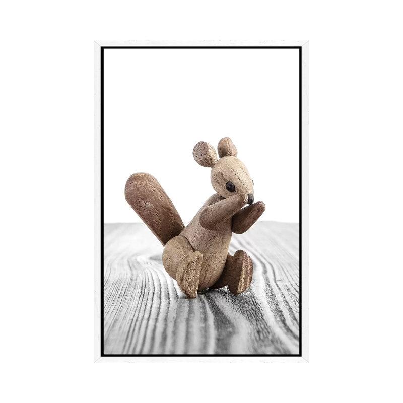 Squirrel Zooline - Print on Canvas, 66.04 cm H x 45.72 cm W, White Framed