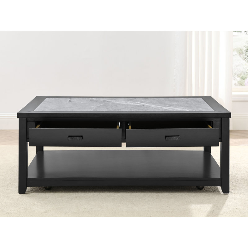 Garvine - Table basse en pierre frittée - Noir