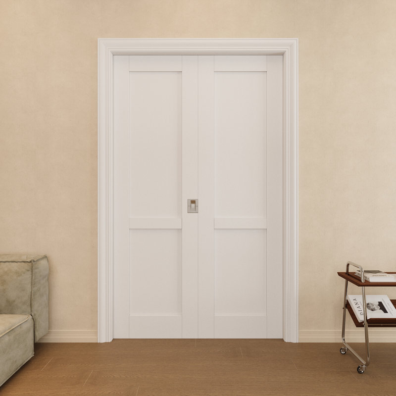 Porte à double panneau 48 po x 96 po avec serrure argentée, plaque de porte à âme solide, pouvant être peinte et imperméable, combinaison pour garde-robe, portes de garde-manger, portes de chambre à coucher