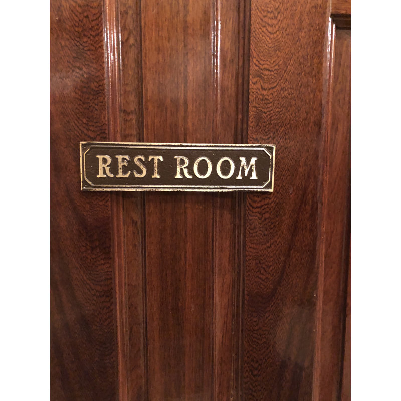 Plaque de porte de toilettes, Laiton antique brun