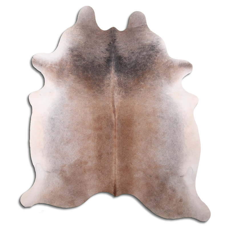 Custom Genuine Tan Grey Cowhide Rug, Novelty 6'2" x 7'4"